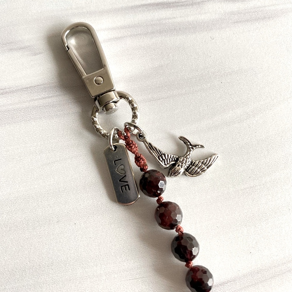 GARNET KEYCHAIN | Mala Accessories | Kundalini Fire, Root Chakra | Bag Charm